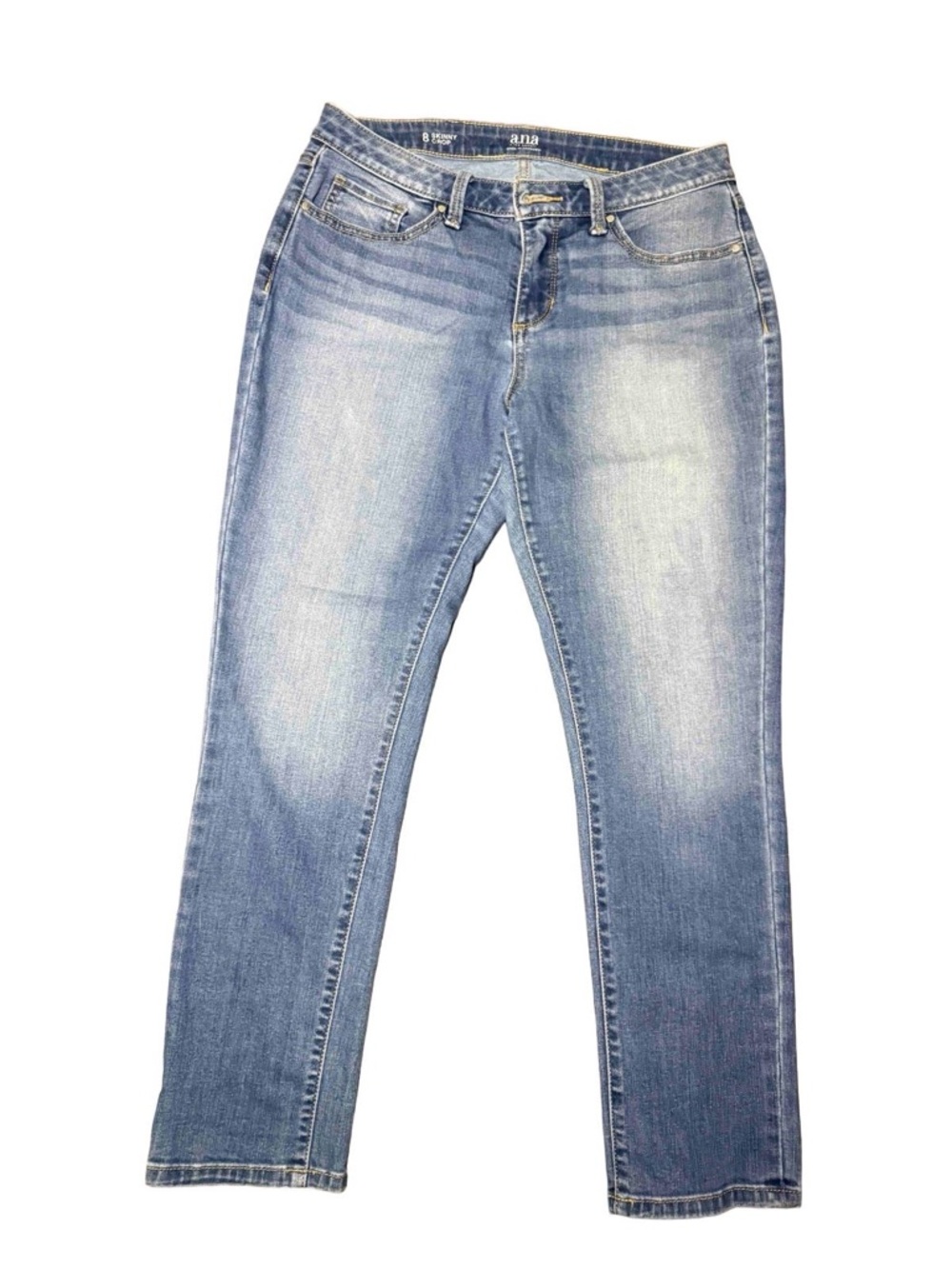 Women's Skinny Crop Jeans Medium Wash Stretch Blue Denim Size 8